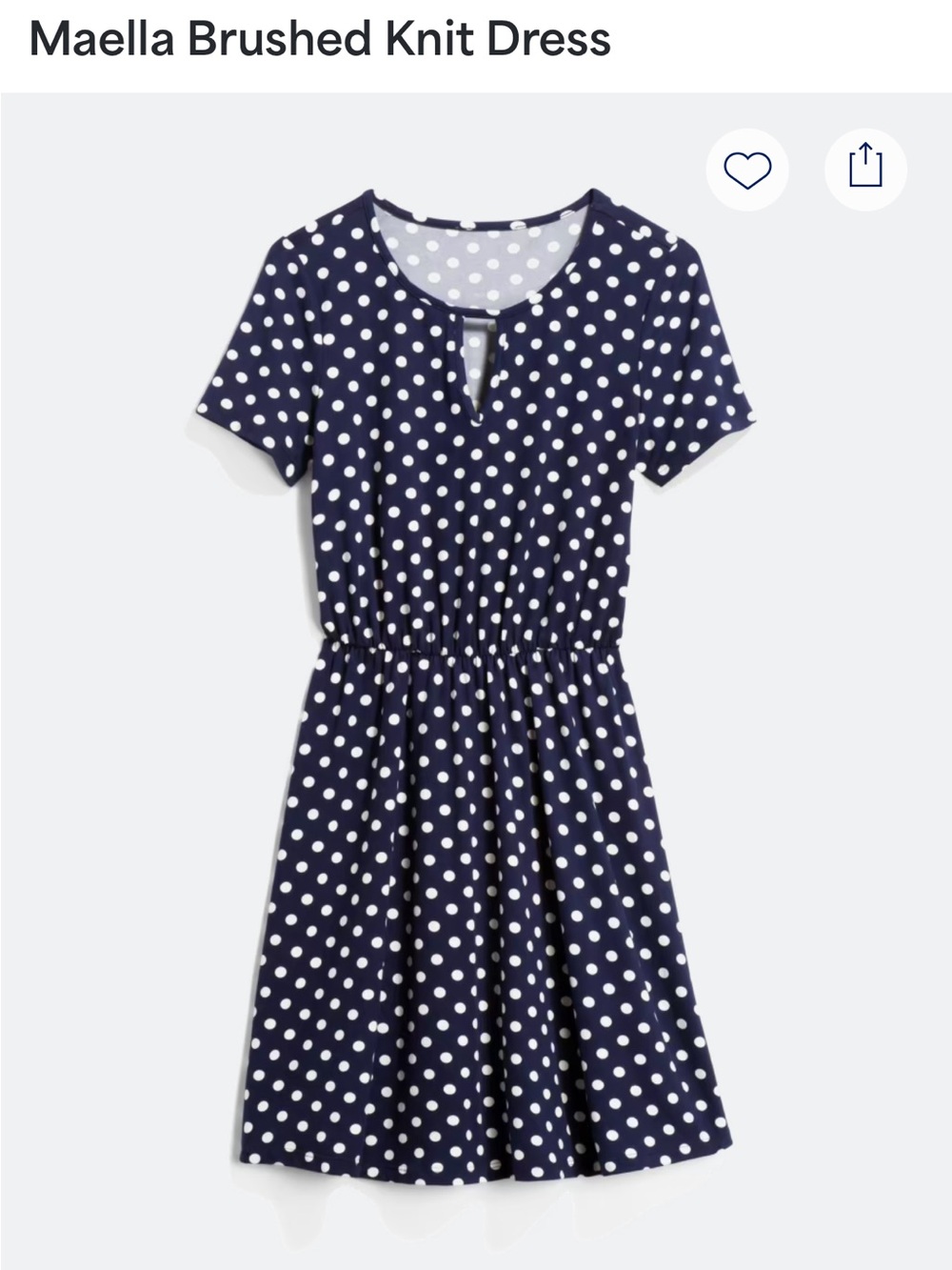 French Grey Navy and White Polka Dot Brushed Knit Dress